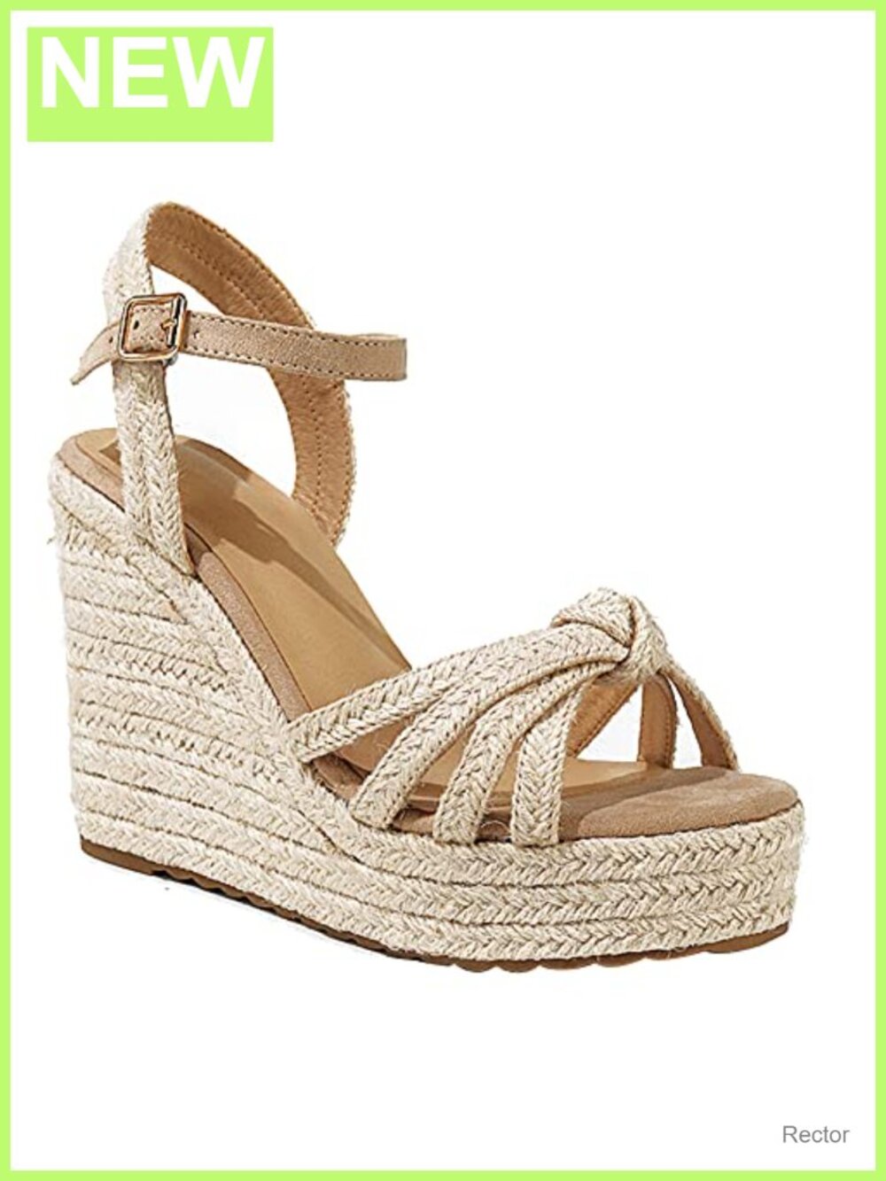 Womens Open Toe Platform Espadrille Wedge Sandals Linen Straw Ankle Strap Buckle